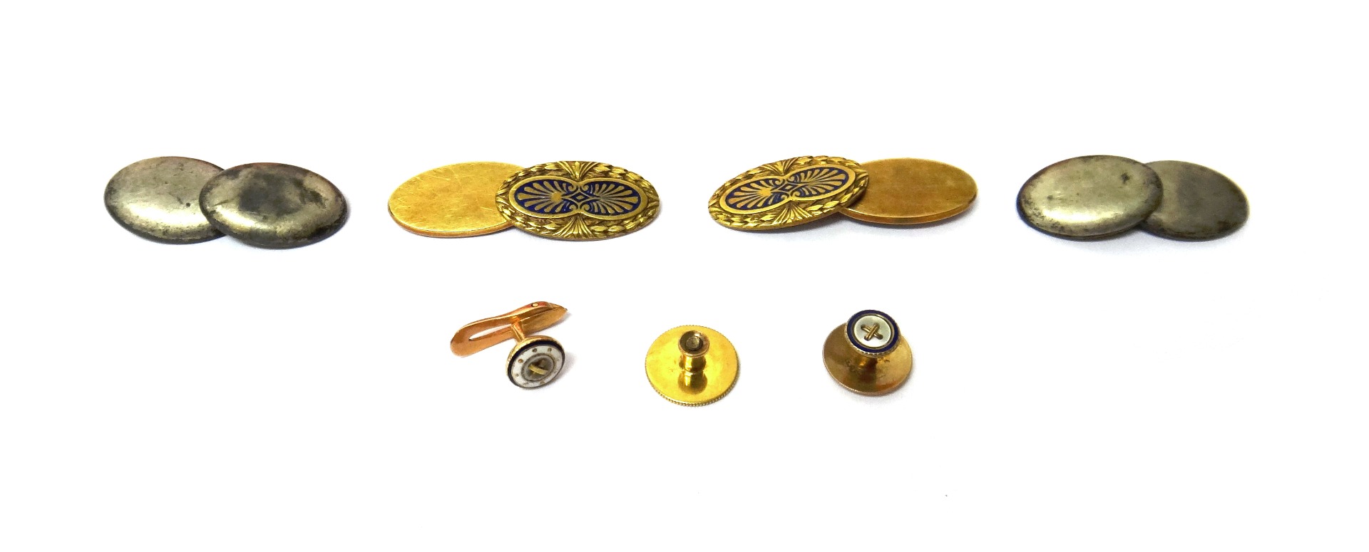 Appraisal: Two odd cufflinks made into a pair of cufflinks one