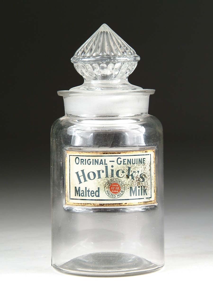 Appraisal: HORLICK S MALTED MILK STORE JAR A ground lid reverse