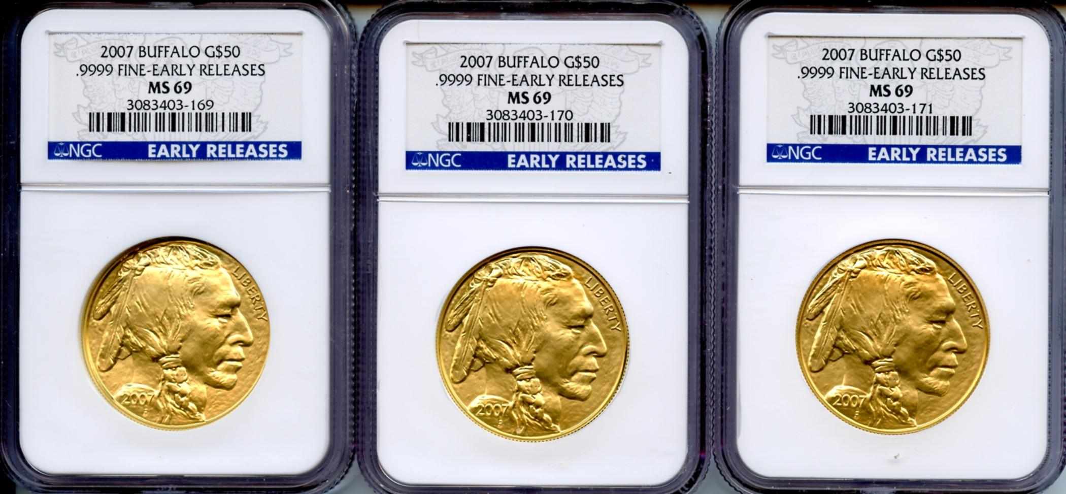 Appraisal: American Buffalo oz fine MS Early Release NGC All are