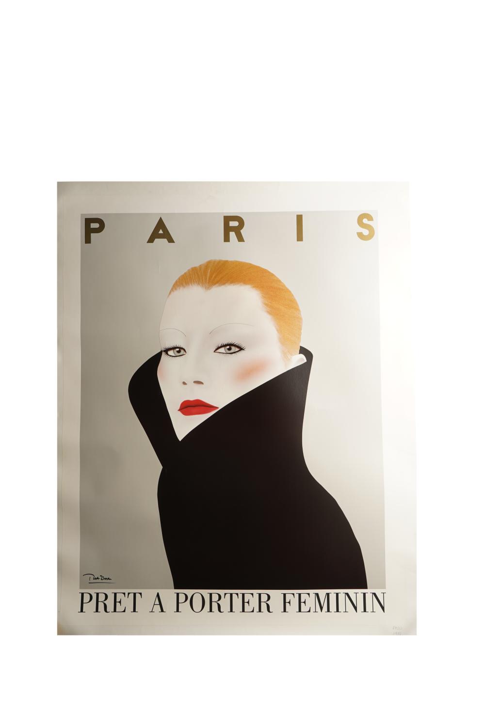 Appraisal: FRENCH PARIS POSTERreproduction French poster paper laid down on canvas