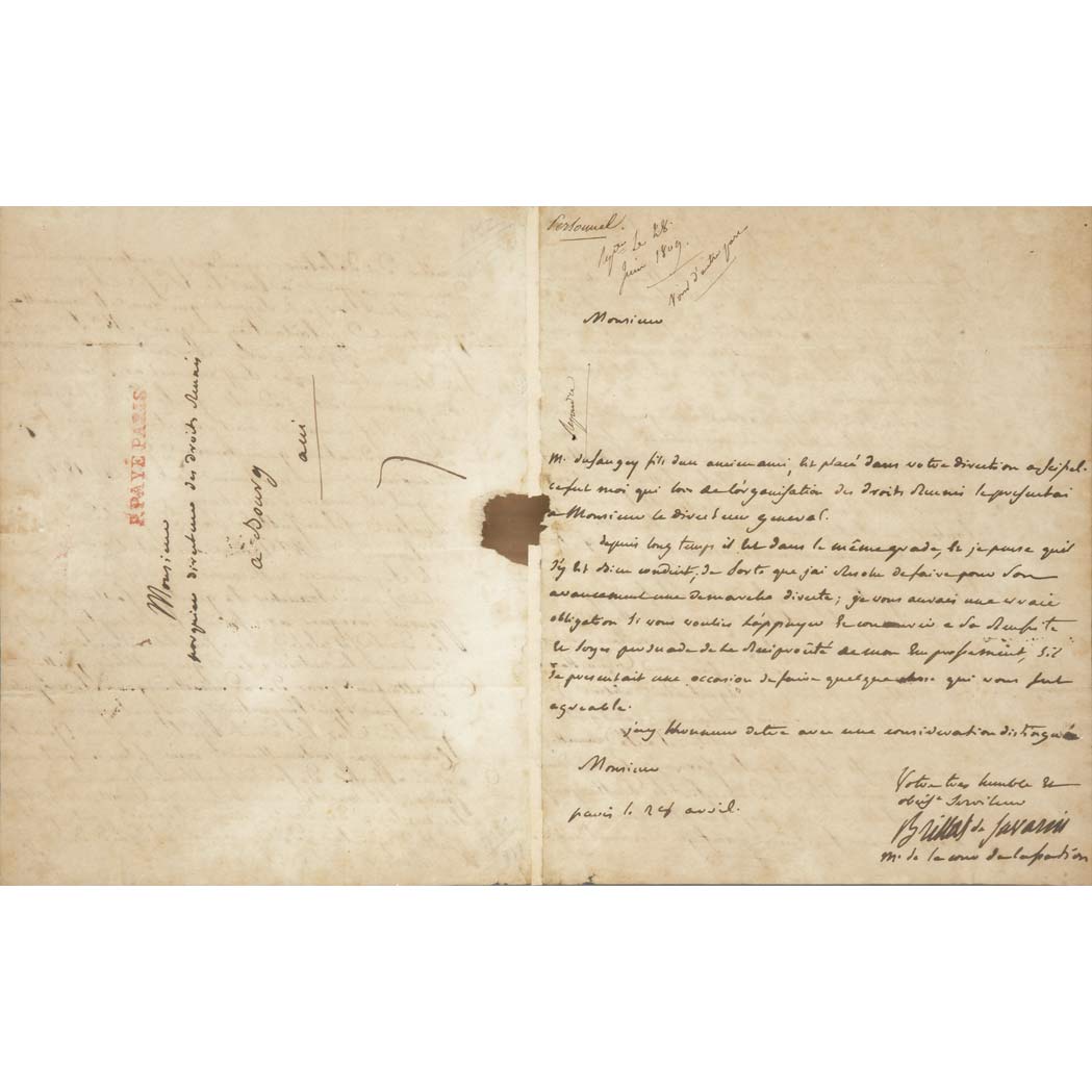 Appraisal: FOOD BRILLAT-SAVARIN ANTHELME Autograph letter signed a single large sheet