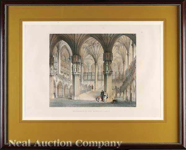 Appraisal: Two Antique English Hand-Colored Architecture Prints c New Palace Yard