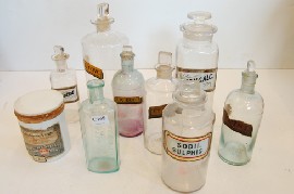 Appraisal: COLLECTION OF NINE APOTHECARY GLASS BOTTLES