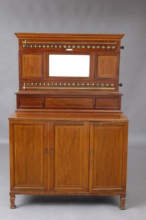 Appraisal: ENGLISH MAHOGANY GAME SCOREBOARD AND CABINET The mahogany crossbanded -door