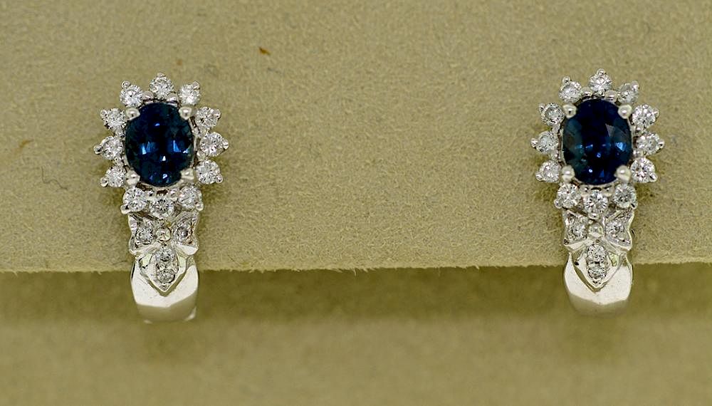 Appraisal: k Sapphire and Diamond Earrings k white gold sapphire and