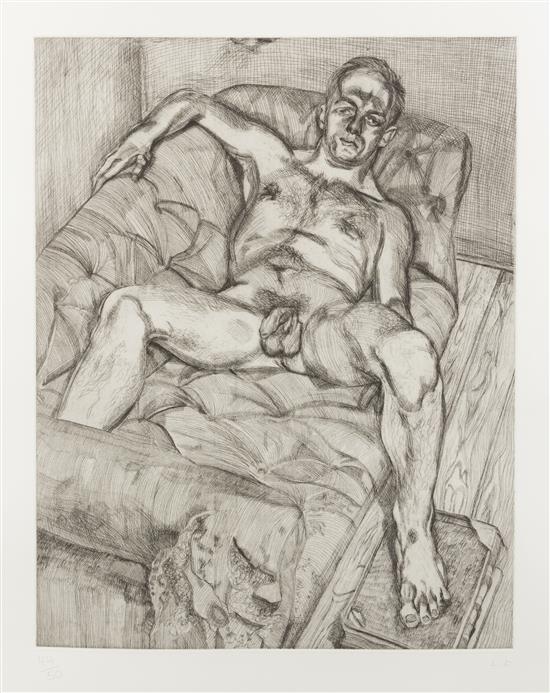 Appraisal: Sale Lot Lucian Freud British - Man Posing etching Terry