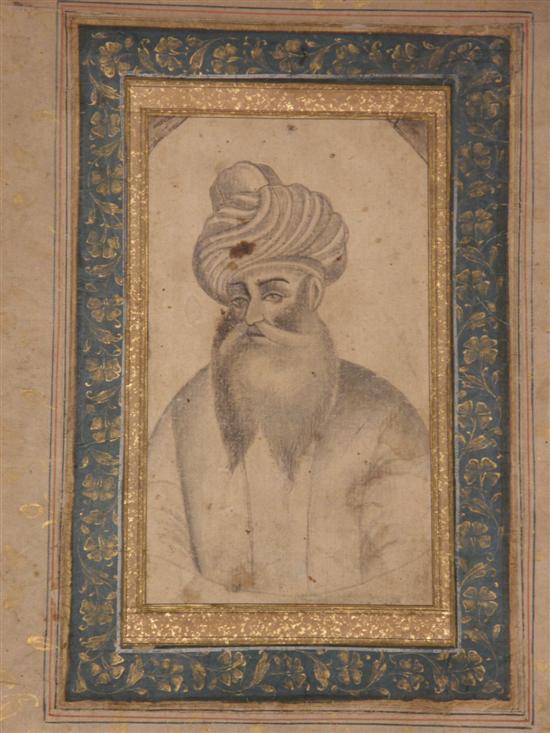 Appraisal: th century Islamic drawing of a man wearing a turban