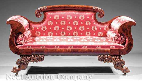 Appraisal: An American Late Classical Carved Mahogany Sofa mid- th c