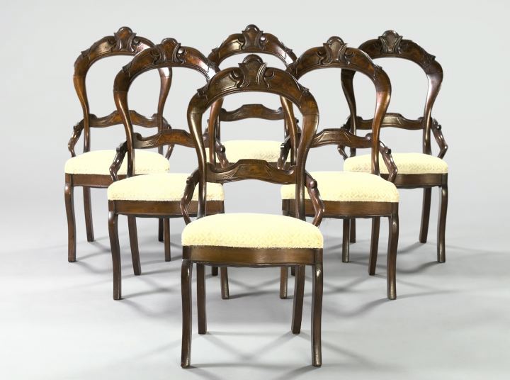 Appraisal: Suite of Six American Renaissance Revival Walnut Dining Chairs fourth