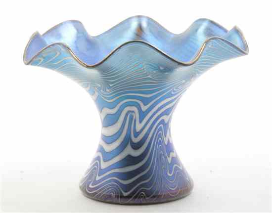 Appraisal: An American Iridescent Studio Glass Vase of trumpet form with