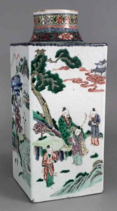 Appraisal: A Chinese porcelain ''Famille Verte'' vase of square section and