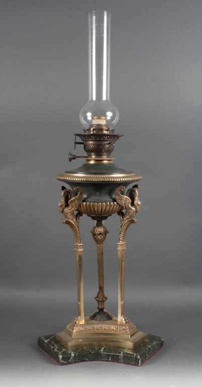 Appraisal: French Empire style brass and gilt-bronze oil lamp late th