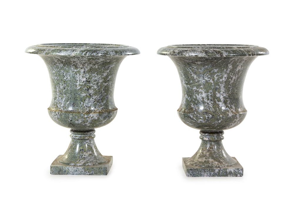 Appraisal: A Pair of Marble Urns A Pair of Marble Urns