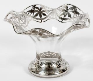 Appraisal: FINE SILVER OVERLAY AND CRYSTAL VASE FINE SILVER OVERLAY AND