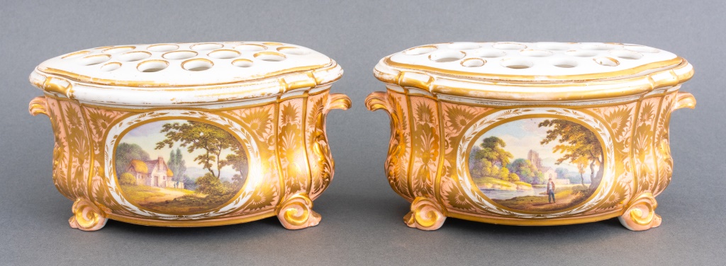 Appraisal: DERBY BOUGH POTS COVERS CA - Pair of Derby bough