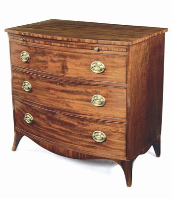 Appraisal: A Regency mahogany bowfront chest fitted a brushing slide above