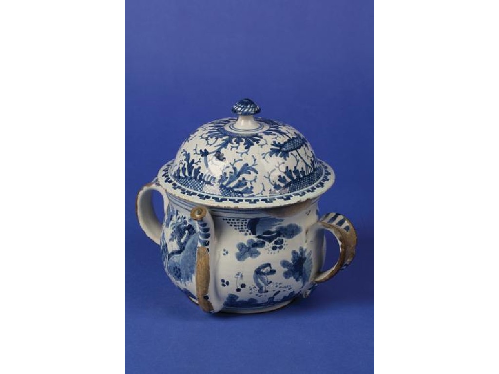 Appraisal: A BRISTOL DELFTWARE POSSET POT AND COVER of circular form