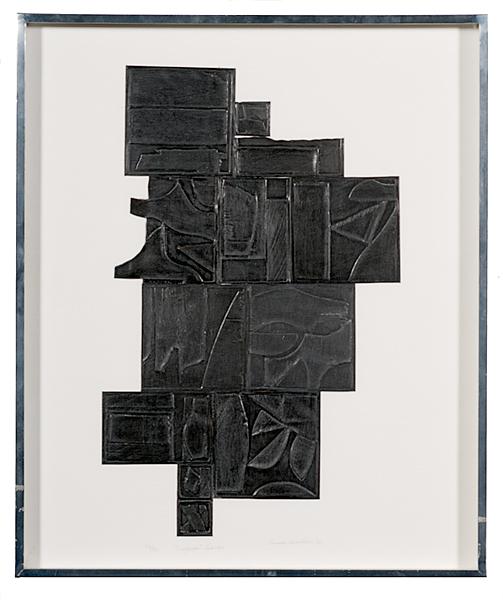 Appraisal: COMPOSITION BY LOUISE NEVELSON LEAD INTAGLIO COLLAGE PRINT Louise Nevelson