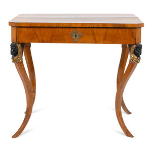 Appraisal: A Biedermeier Walnut Painted Ebonized and Parcel Gilt Side Table