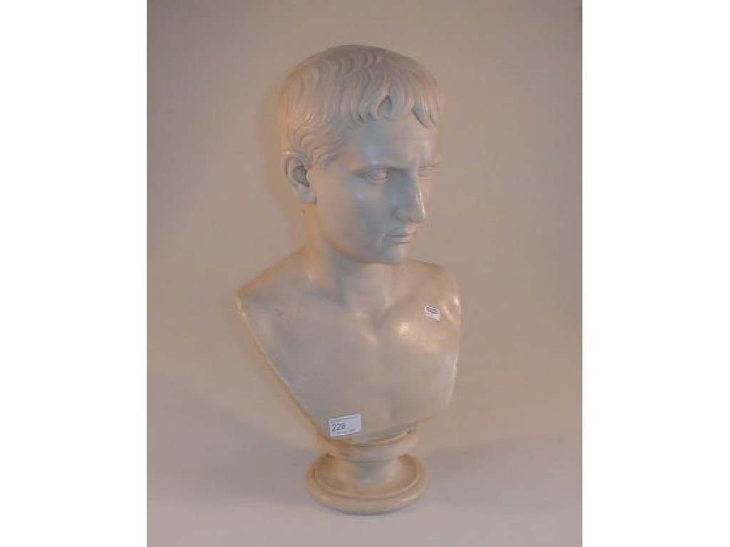 Appraisal: After the Antique A resin reproduction bust of a male