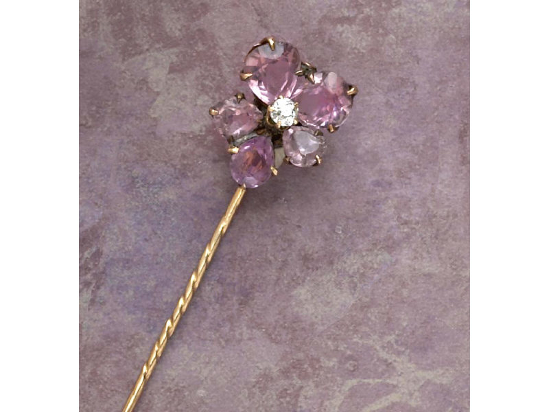 Appraisal: ANTIQUE AMETHYST STICKPIN Late Victorian k yellow gold test stickpin