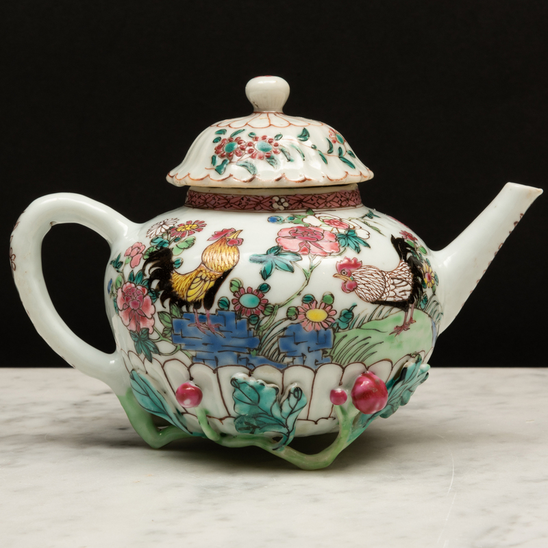 Appraisal: Chinese Export Famille Rose Porcelain Teapot and Cover with Lotus