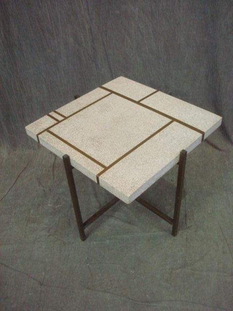 Appraisal: HARVEY PROBER Side Table with Terrazzo and Brass Inlay Top