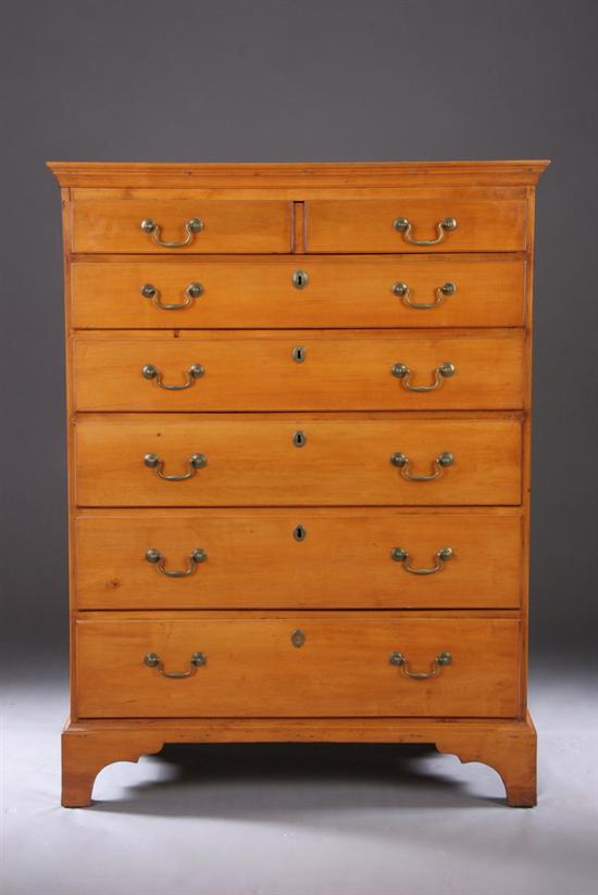 Appraisal: LATE FEDERAL MAPLE TALL CHEST OF DRAWERS Late th Two