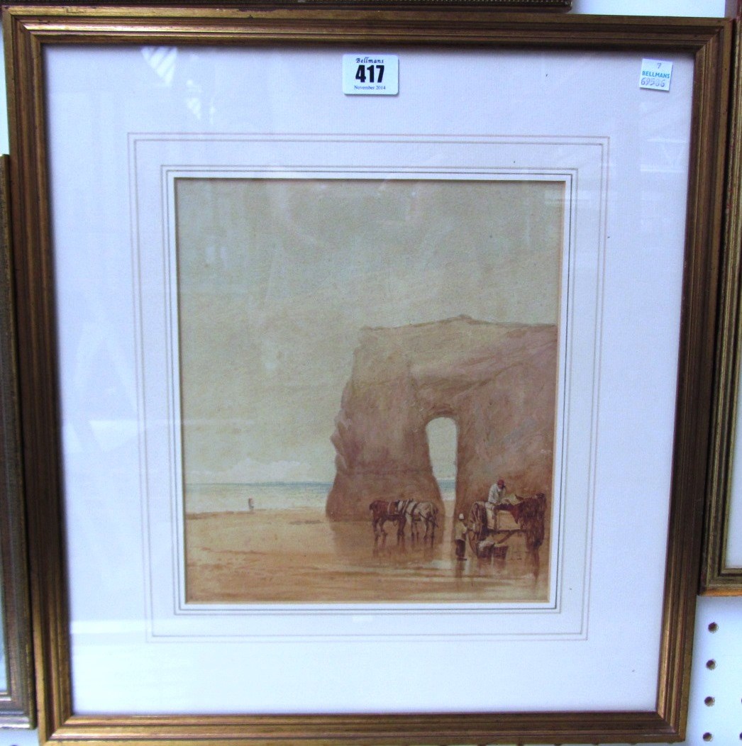 Appraisal: Attributed to Samuel Gillespie Prout - Beach scenes two watercolours