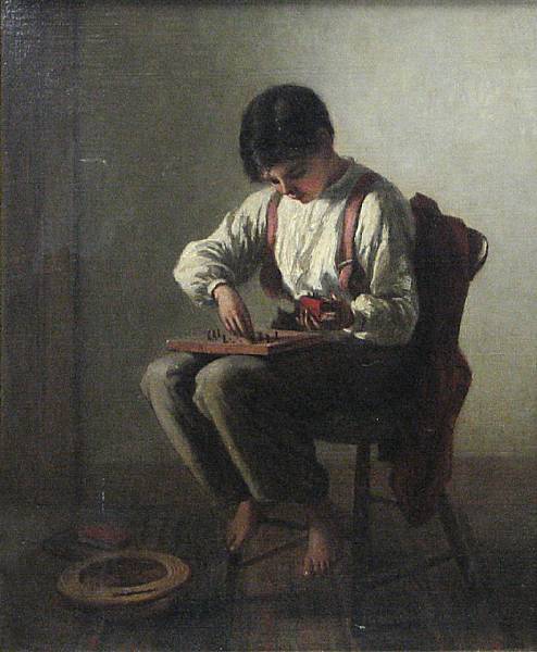 Appraisal: Edwin White American - A Boy Playing a Game on