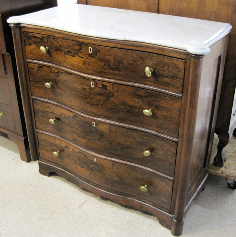 Appraisal: VICTORIAN MARBLE-TOPPED ROSEWOOD CHEST OF DRAWERS American th century the