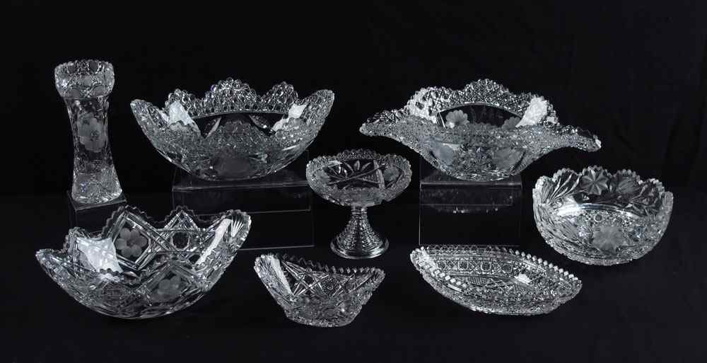 Appraisal: PIECE ASSEMBLED COLLECTION OF CUT GLASS Collection of center bowls