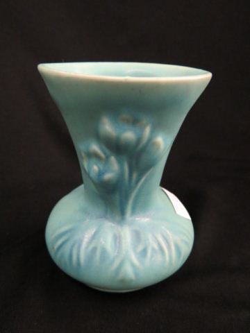 Appraisal: Van Briggle Pottery Vase raised floral turquoise glaze excellent