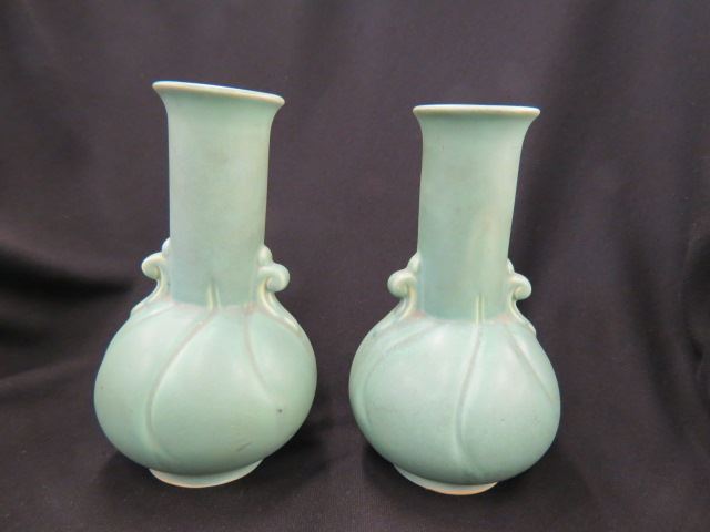 Appraisal: Pair of Weller Art Pottery Vases matte green excellent