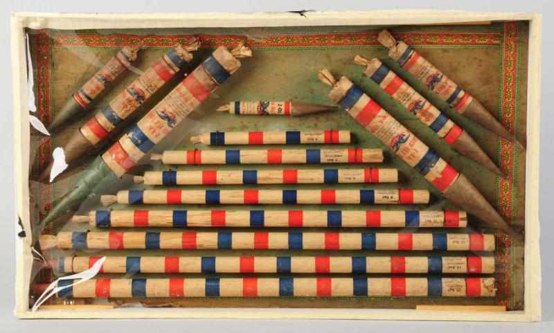 Appraisal: Salesman's Sample Firecracker Board Includes seven National rockets and eight