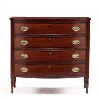 Appraisal: New England Sheraton Bow Front Chest of Drawers early th