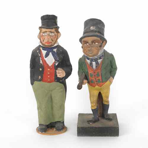 Appraisal: Two composition figural gentleman candy container late th c h