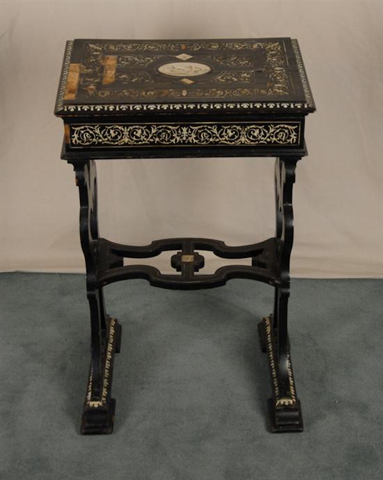 Appraisal: A L th C Rococo Sewing Stand ebonized overall and