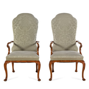 Appraisal: A Pair of Dennis and Leen Walnut Armchairs th Century