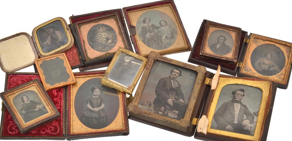 Appraisal: COLLECTION OF ELEVEN EARLY PHOTOGRAPHIC PORTRAITS MOST CASED OR FRAMED