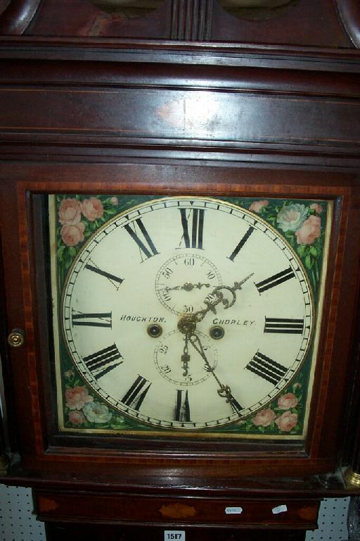 Appraisal: An early th century mahogany longcase clock enclosing a painted