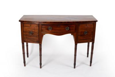 Appraisal: A George III mahogany bowfront sideboard on turned legs cm