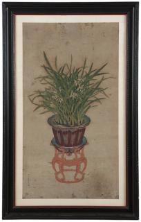 Appraisal: Attributed to Liang De Run th Century scroll Orchids in