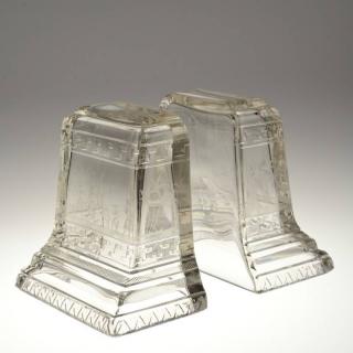 Appraisal: Pair Hawkes Egyptian Revival crystal bookends th c h x