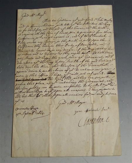 Appraisal: Newcastle--Hyde Edward st Earl of Clarendon Autograph letter signed to