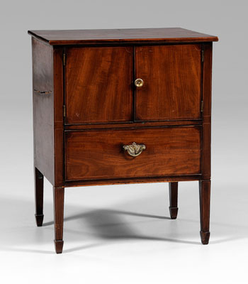 Appraisal: George III inlaid commode table inlaid mahogany two cabinet doors