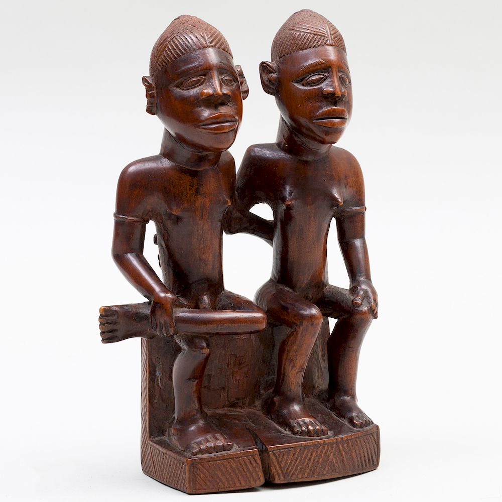 Appraisal: Yoruba Wood Carving of a Seated Couple Democratic Republic of