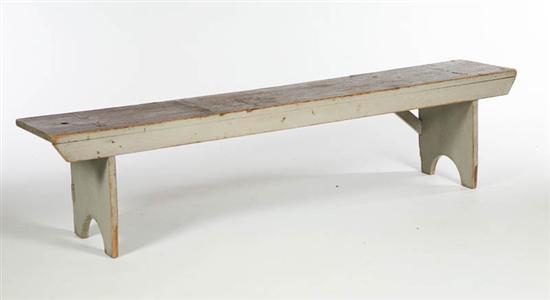 Appraisal: BENCH American mid th century pine Old grey paint on