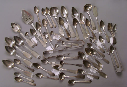 Appraisal: American coin silver flatware to include examples by J B