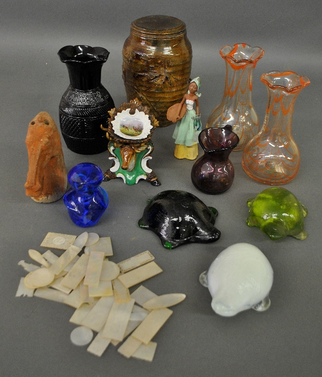 Appraisal: - Misc grouping of glassware incl end-of-day glass paperweights a